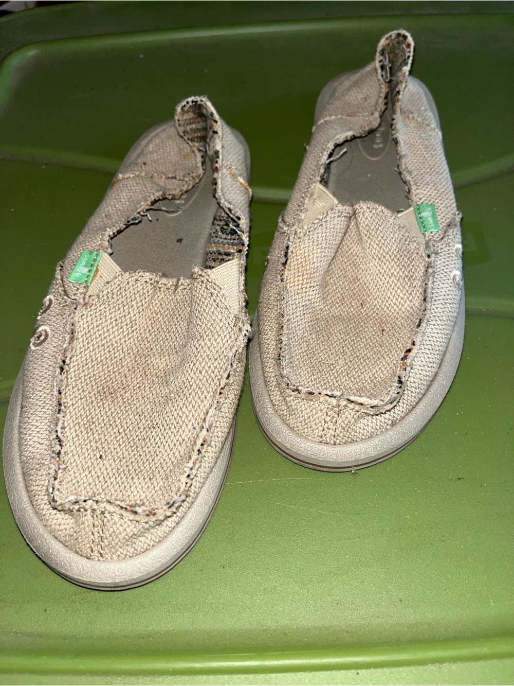 Sanuk Slip-On Canvas Flats in Light Tan